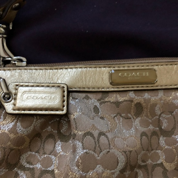 Gold Coach Zippered Wristlet - Picture 2 of 3